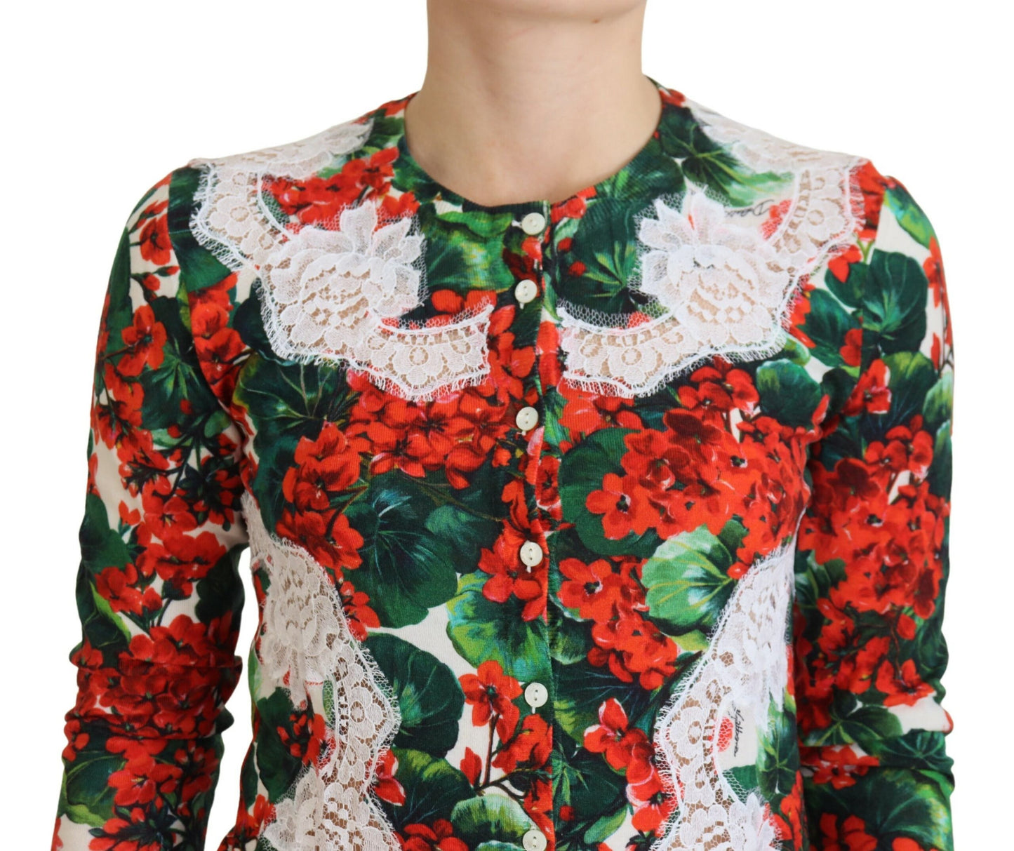 Dolce & Gabbana Elegant Floral Crewneck Cardigan IT36 / XS