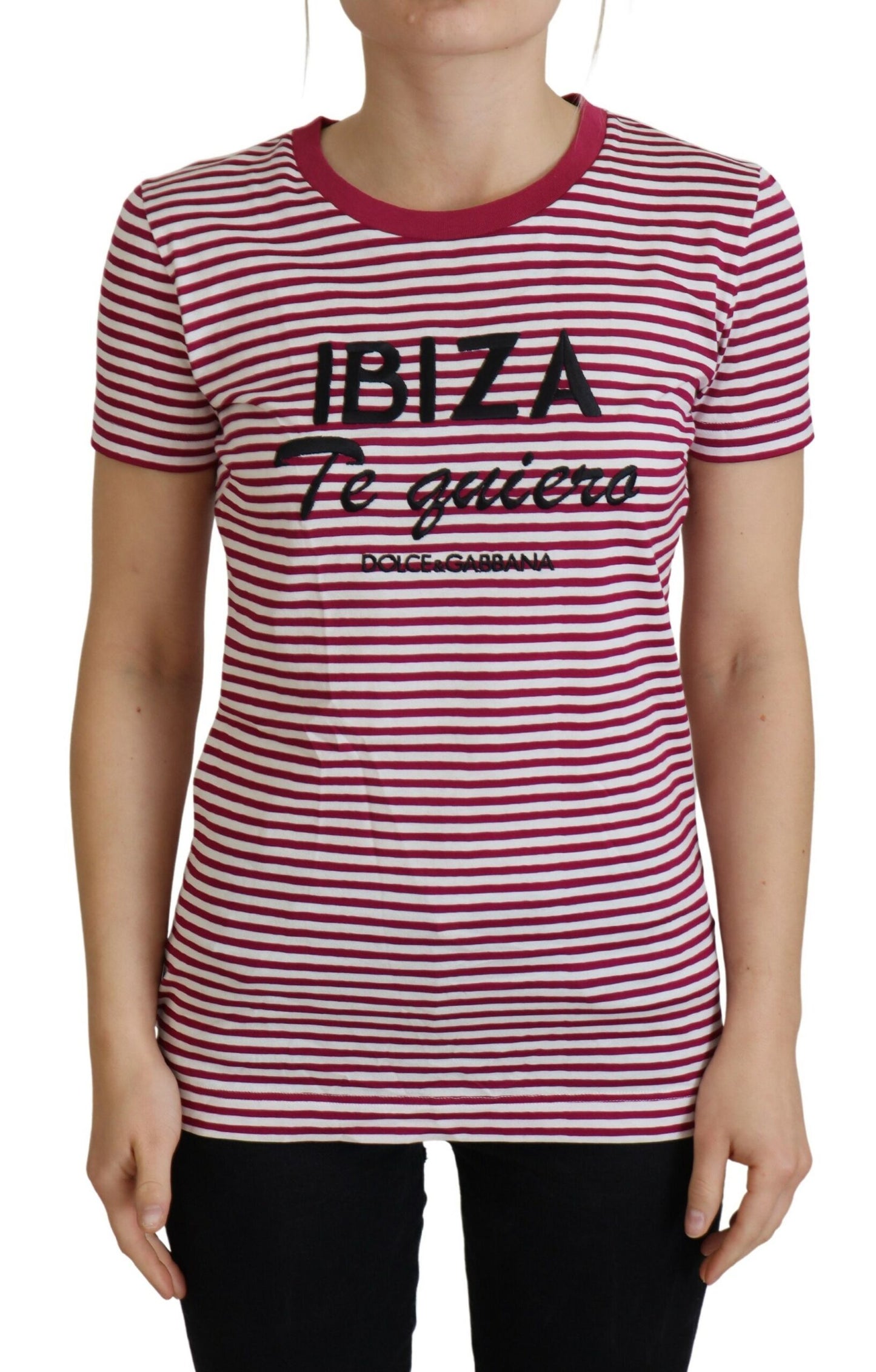 Dolce & Gabbana Exclusive Striped Ibiza Crew Neck Tee IT42 / M