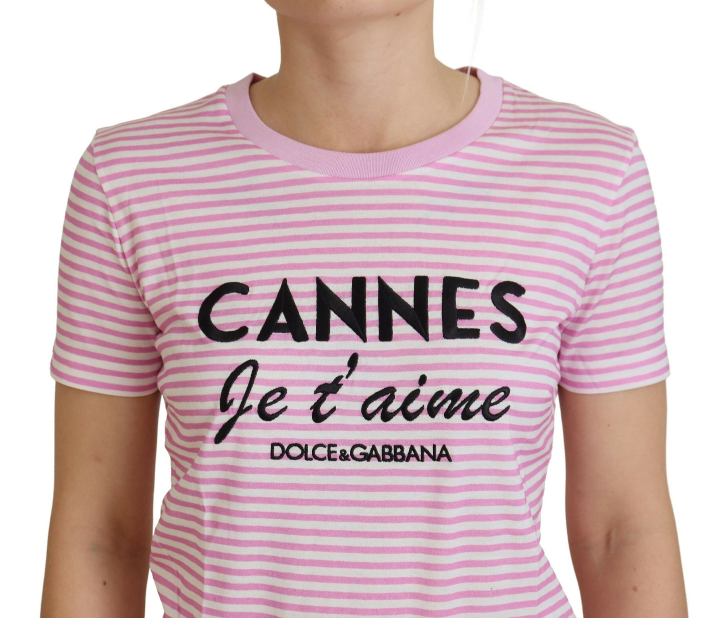 Dolce & Gabbana Exclusive Striped Love Affair Cotton Tee IT38 / XS