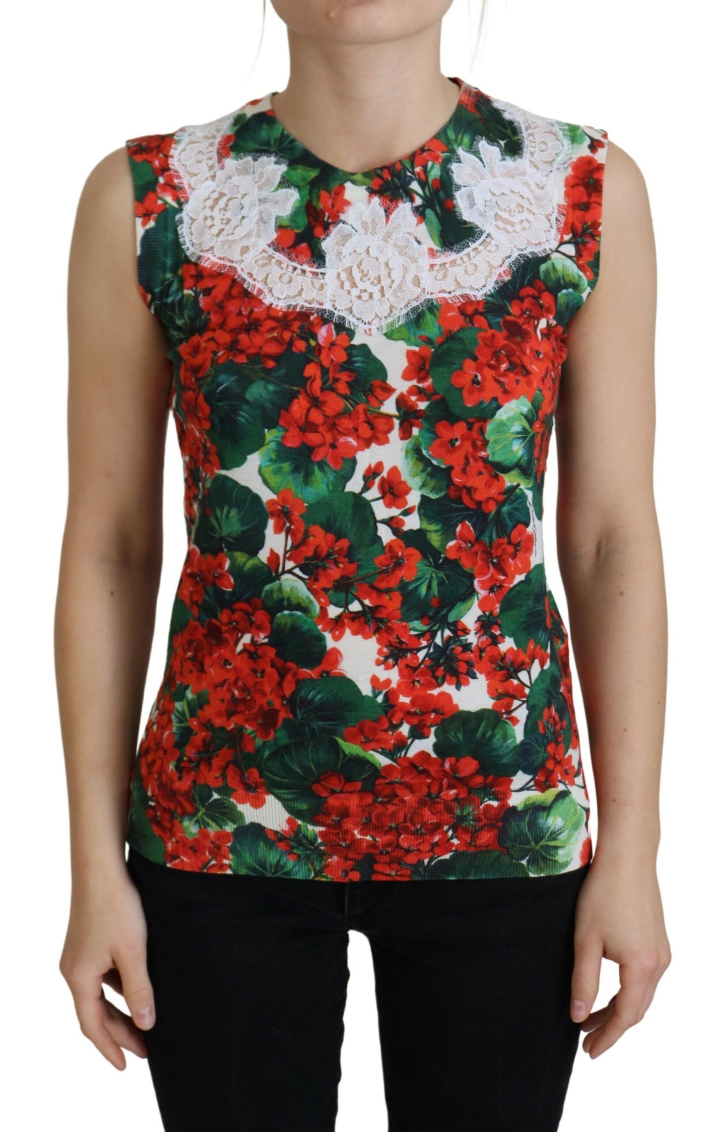 Dolce & Gabbana Chic Floral Print Tank Top Vest IT46 / L