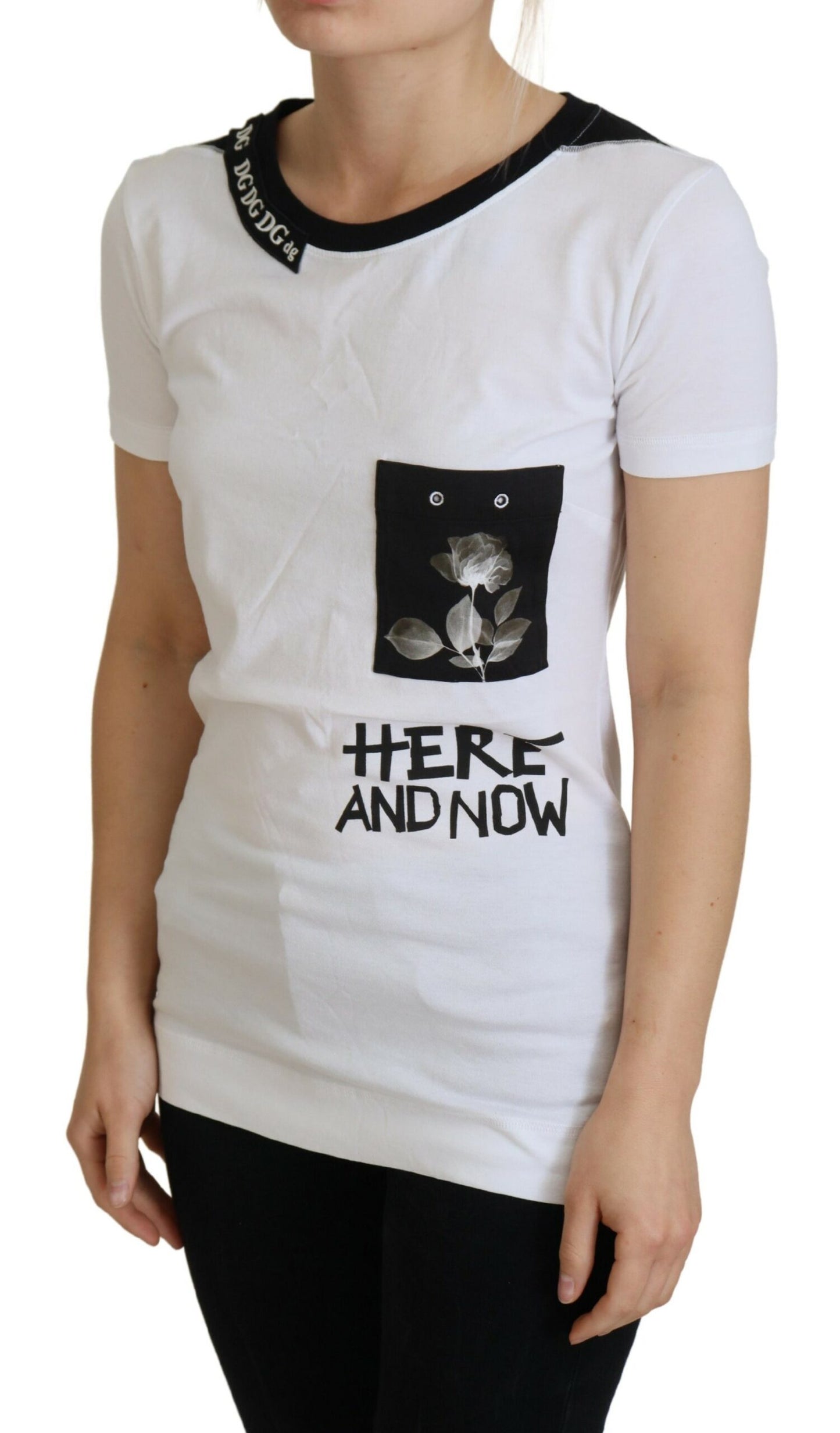 Dolce & Gabbana Chic Monochrome 'Here and Now' Cotton Tee IT36 / XS