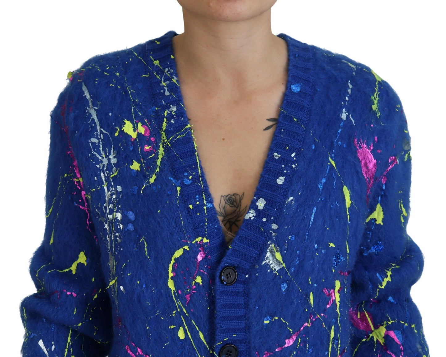 Dolce & Gabbana Elegant Multicolor Splash Mohair Cardigan IT40 | S