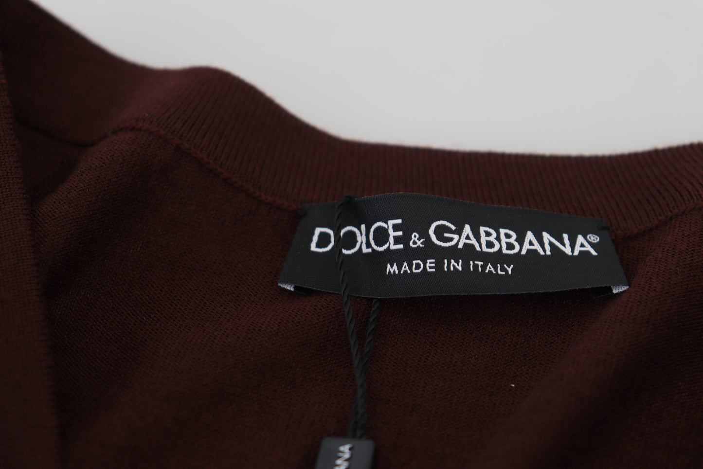 Dolce & Gabbana Chic Maroon V-Neck Wool Cardigan IT40 / S