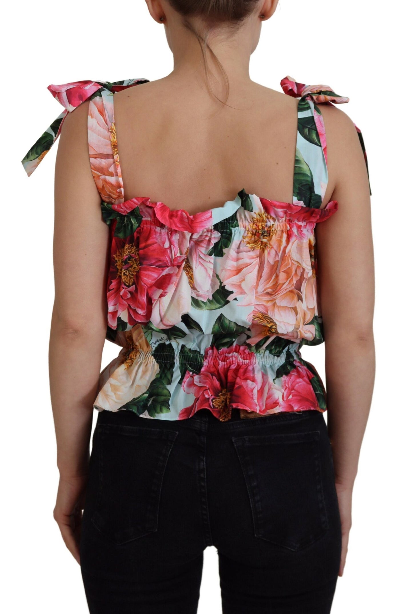 Dolce & Gabbana Elegant Floral Print Sleeveless Tank Top IT42 / M