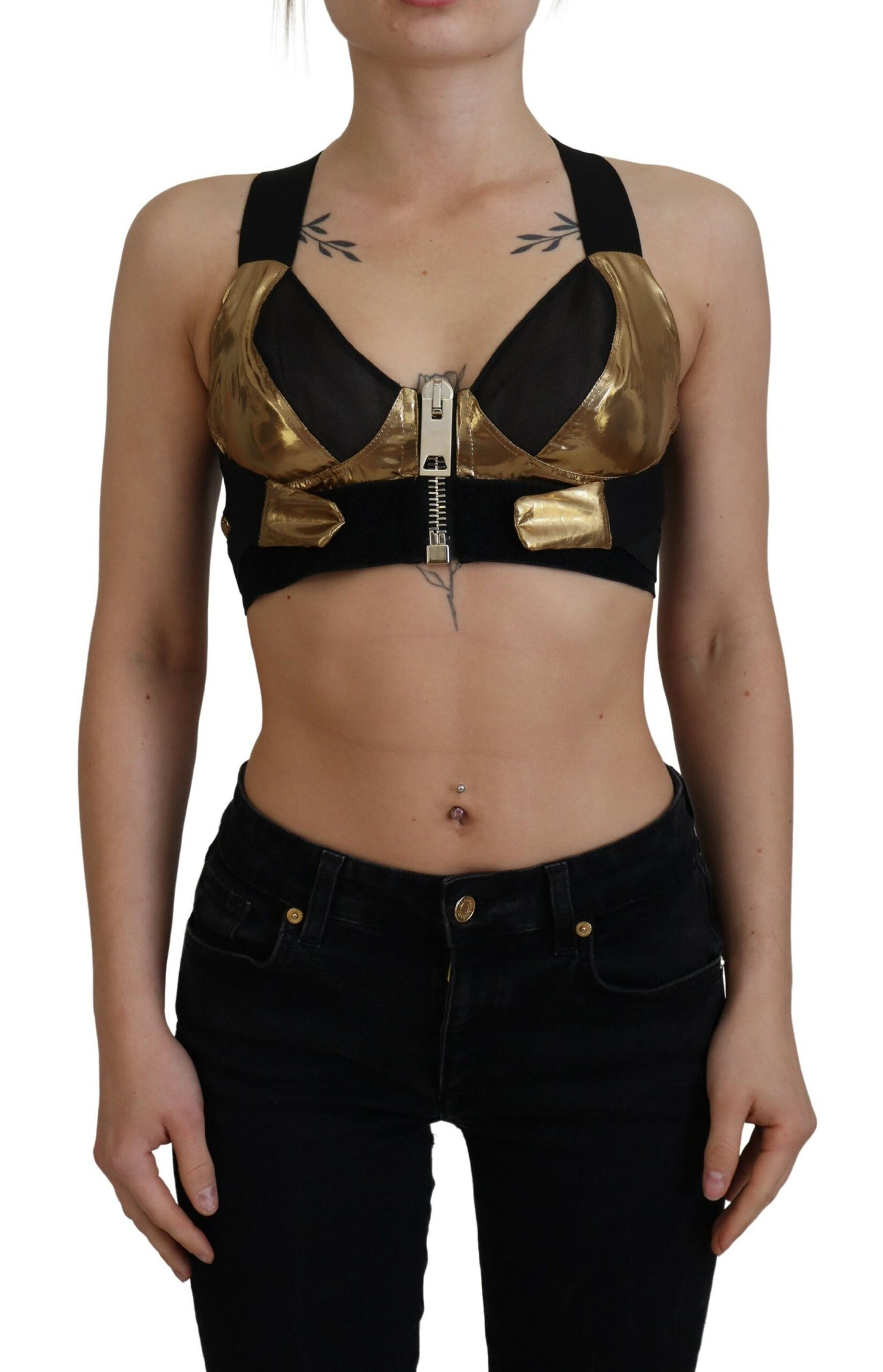 Dolce & Gabbana Elegant Cropped Top with Front Zipper IT40 / S