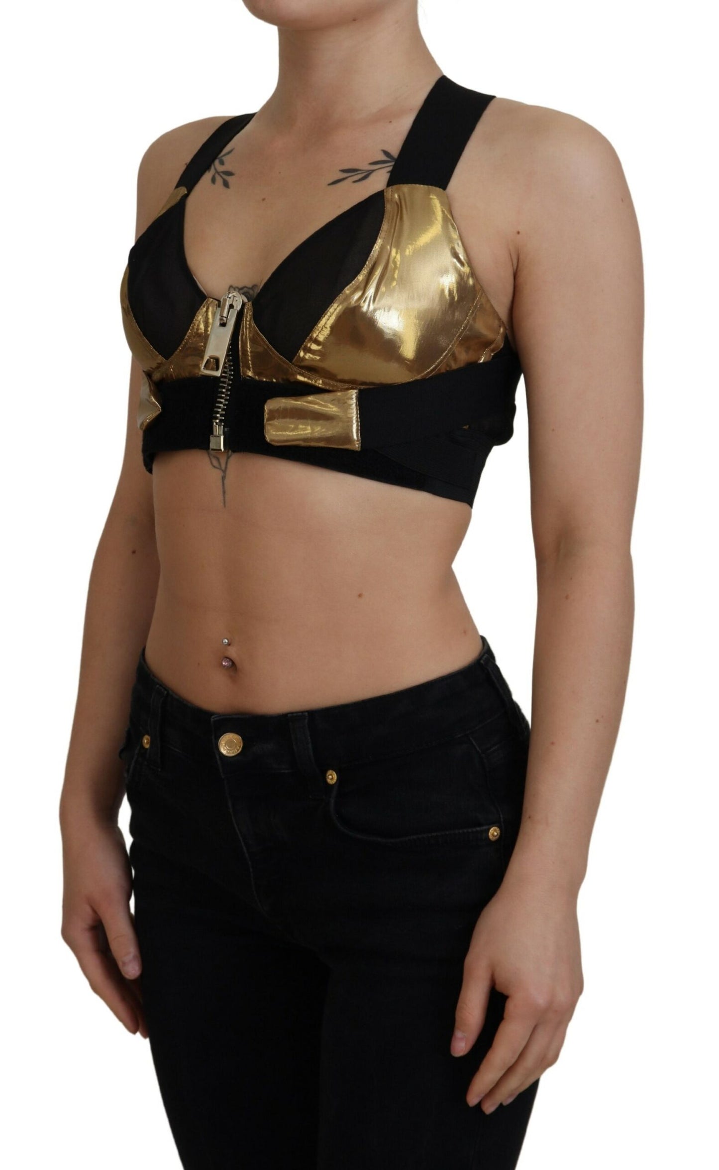 Dolce & Gabbana Elegant Cropped Top with Front Zipper IT40 / S