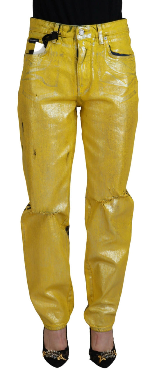 Dolce & Gabbana Chic High Waist Straight Jeans in Vibrant Yellow IT40 / S