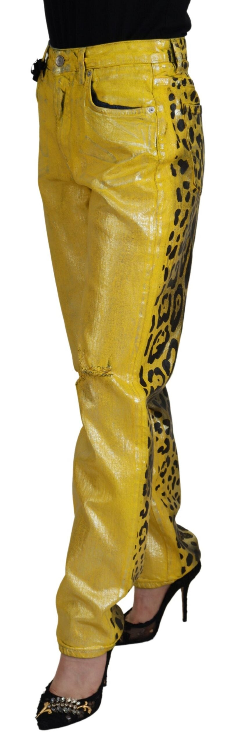 Dolce & Gabbana Chic High Waist Straight Jeans in Vibrant Yellow IT40 / S