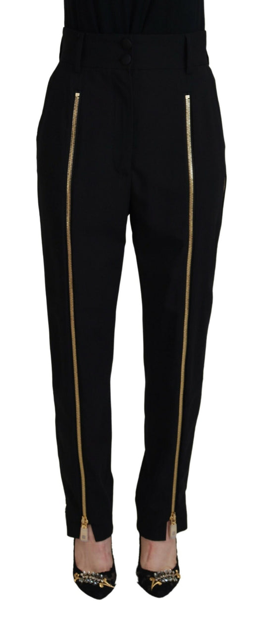 Dolce & Gabbana Elegant High Waist Tapered Wool Pants IT40 / S