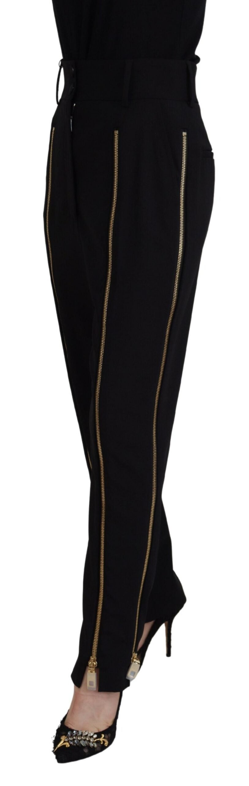 Dolce & Gabbana Elegant High Waist Tapered Wool Pants IT40 / S