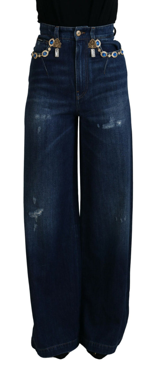 Dolce & Gabbana Embellished Straight Leg Designer Jeans IT36 / XXS