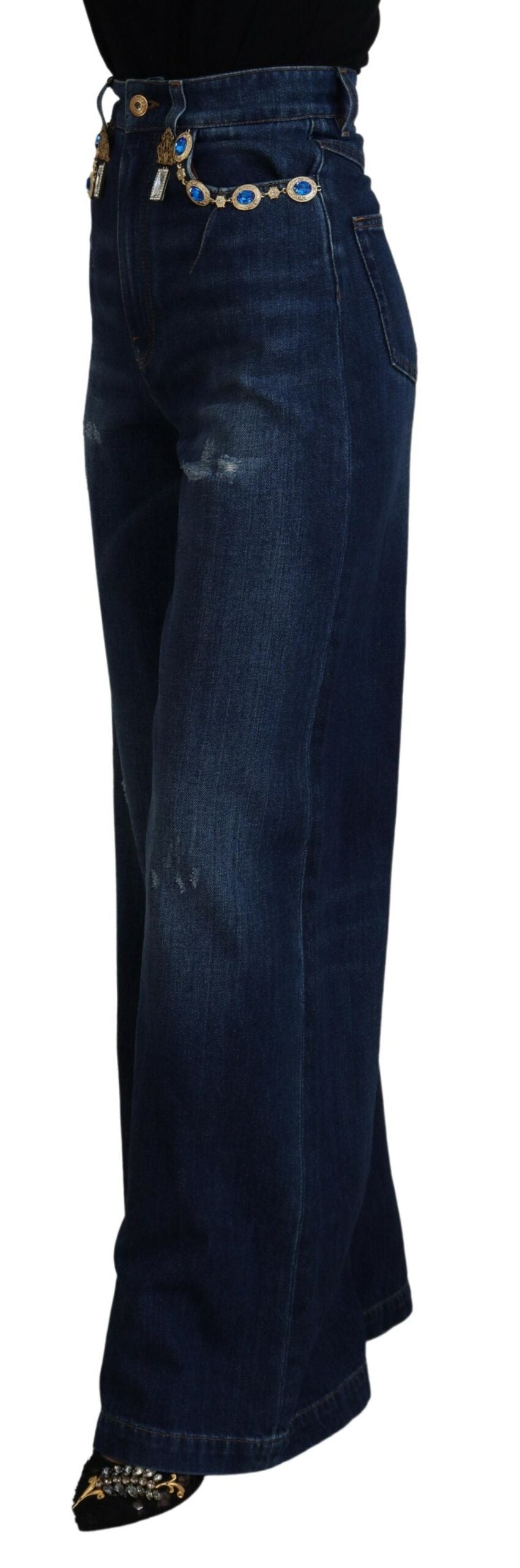 Dolce & Gabbana Embellished Straight Leg Designer Jeans IT36 / XXS