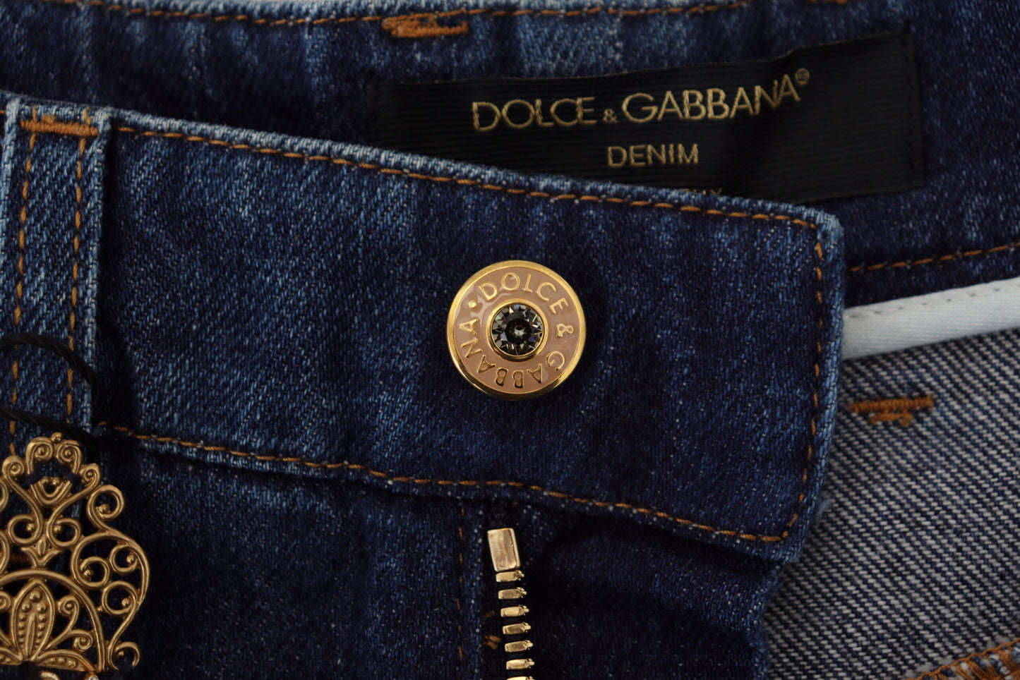 Dolce & Gabbana Embellished Straight Leg Designer Jeans IT36 / XXS