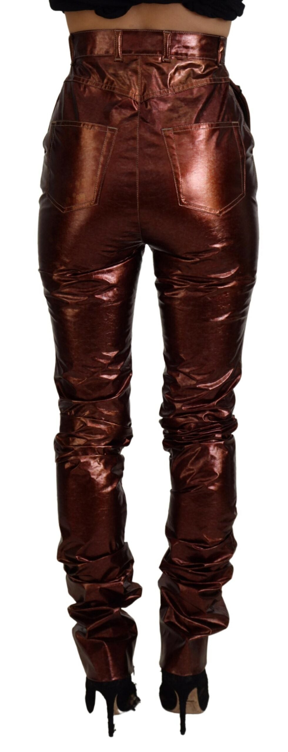 Dolce & Gabbana High Waist Skinny Jeans in Metallic Bronze IT40 / S