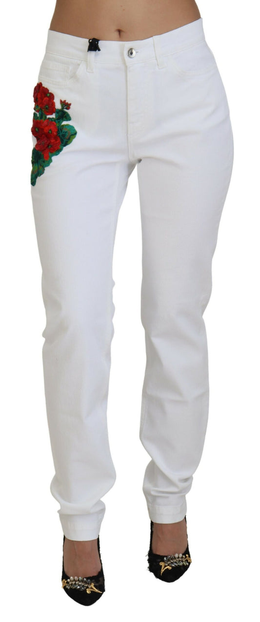 Dolce & Gabbana Elegant White Mid Waist Skinny Jeans IT42 / M