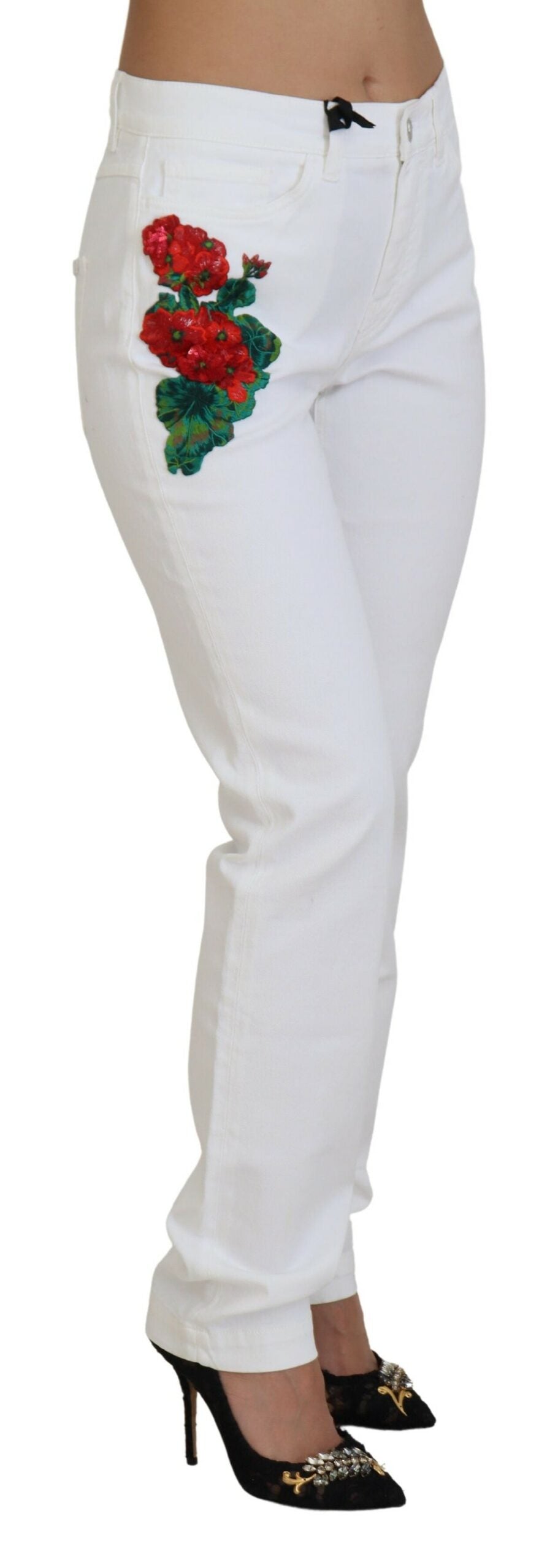 Dolce & Gabbana Elegant White Mid Waist Skinny Jeans IT42 / M