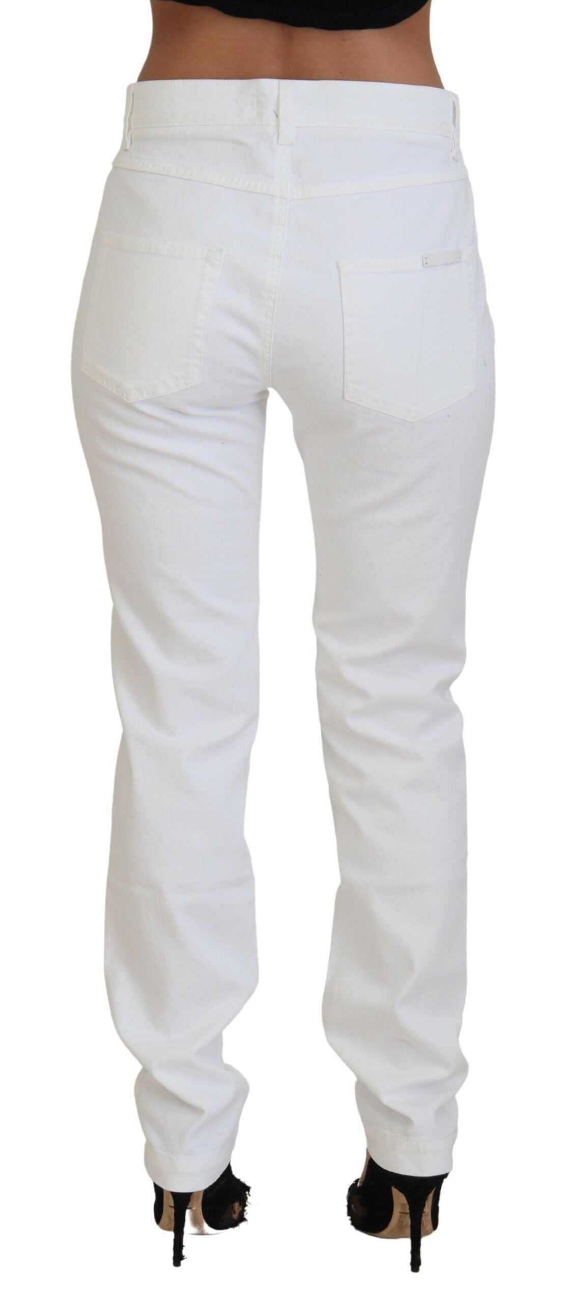 Dolce & Gabbana Elegant White Mid Waist Skinny Jeans IT42 / M