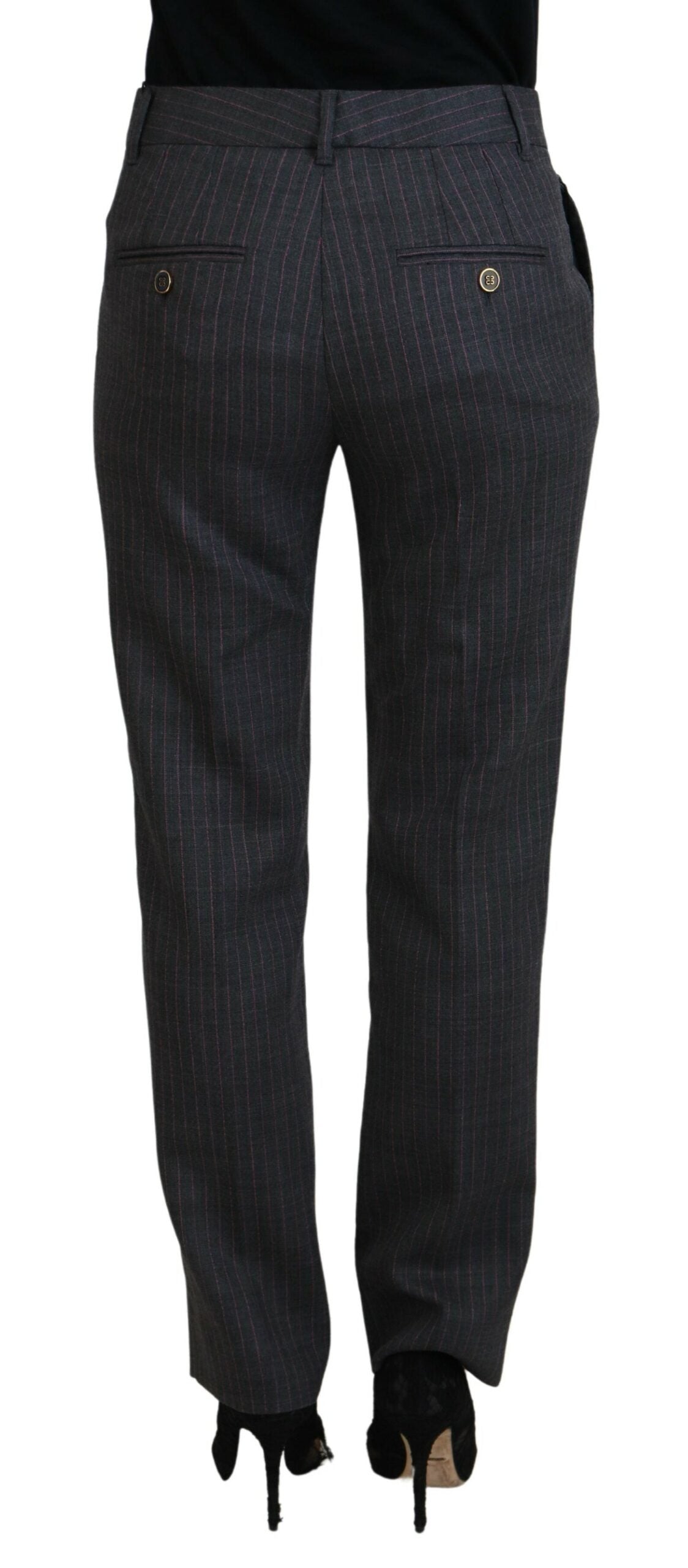 Dolce & Gabbana Elegant Gray Striped Tapered Pants IT38 / XS