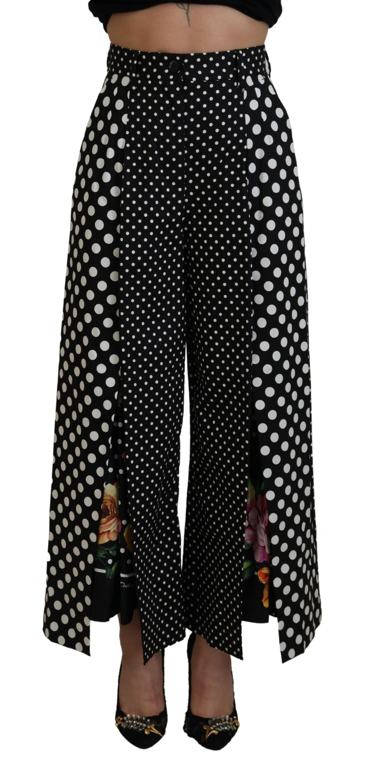 Dolce & Gabbana Elegant High-Waist Polka Dot Pants IT38 / XS