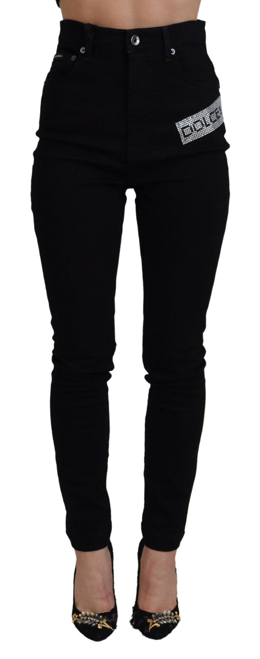 Dolce & Gabbana Chic High Waist Slim Fit Black Jeans IT38 / XS