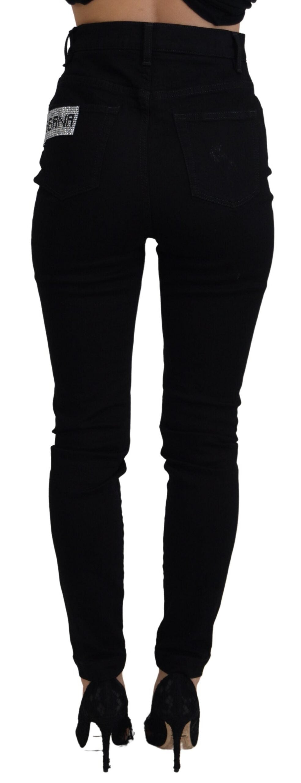 Dolce & Gabbana Chic High Waist Slim Fit Black Jeans IT38 / XS