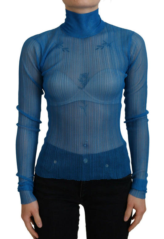 Dolce & Gabbana Elegant Blue Mesh Blouse Top IT38 / XS