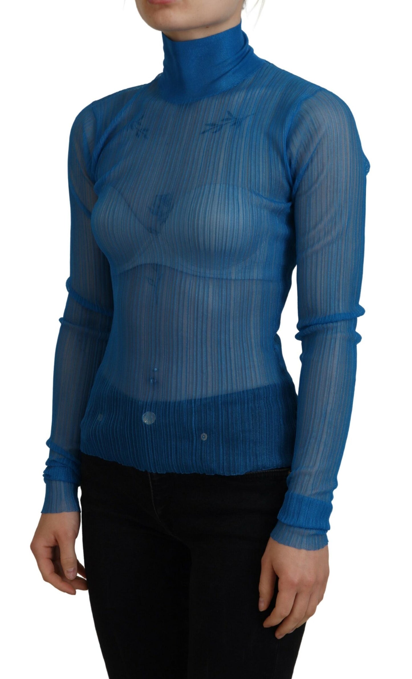 Dolce & Gabbana Elegant Blue Mesh Blouse Top IT38 / XS