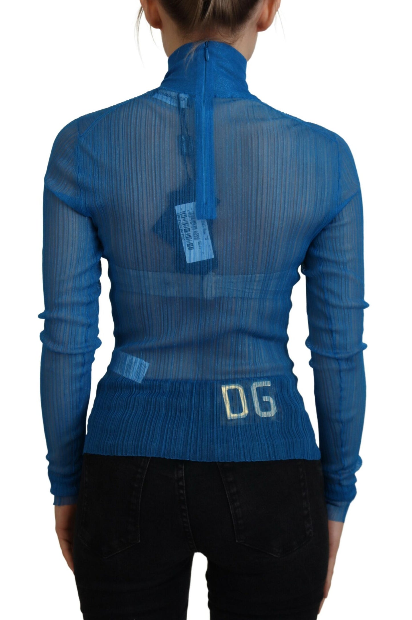 Dolce & Gabbana Elegant Blue Mesh Blouse Top IT38 / XS