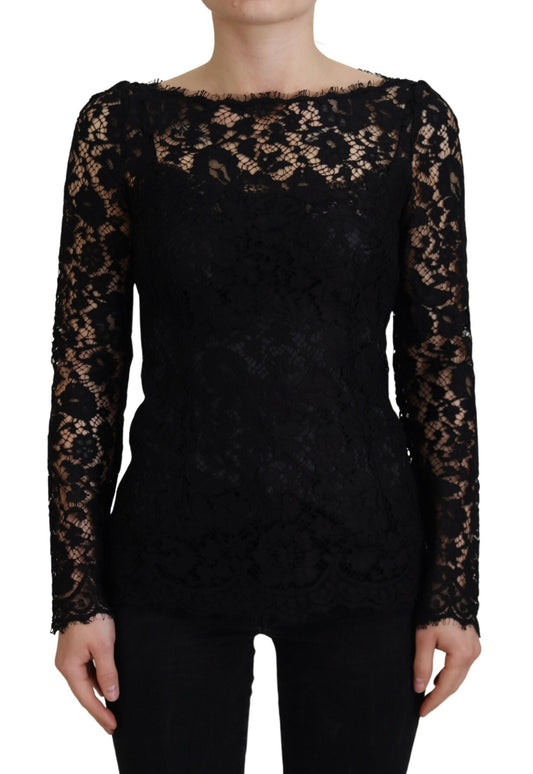 Dolce & Gabbana Elegant Floral Lace Long Sleeve Top IT36 / XXS