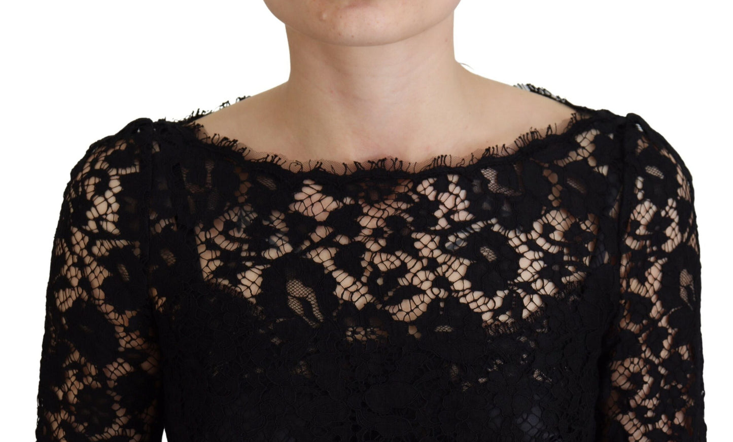 Dolce & Gabbana Elegant Floral Lace Long Sleeve Top IT36 / XXS