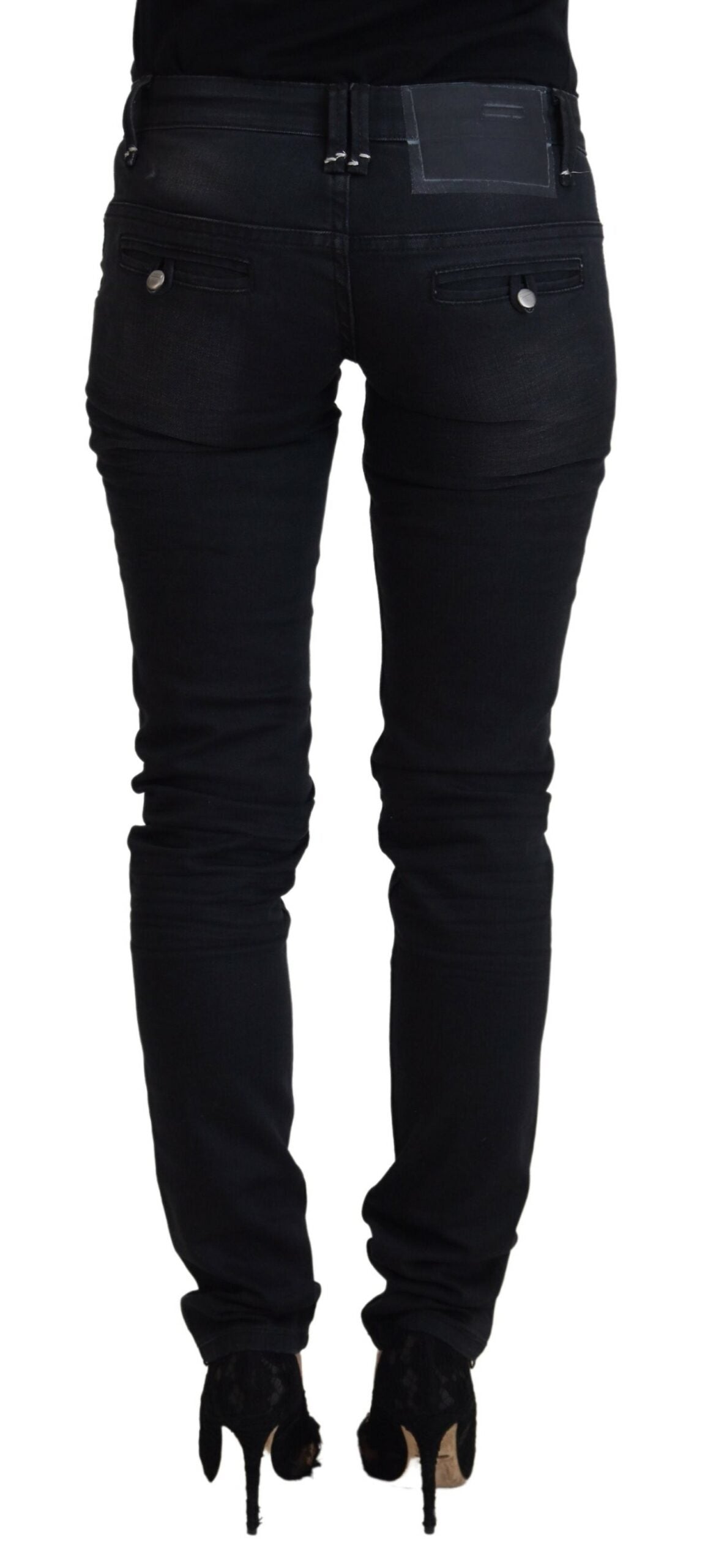 Acht Sleek Black Washed Low Waist Skinny Jeans IT40 | S