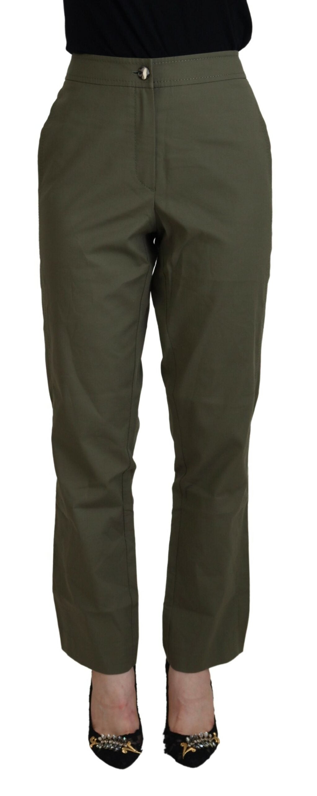 LAUREL Elegant Tapered Green Pants - Chic Everyday Wear IT40 | S