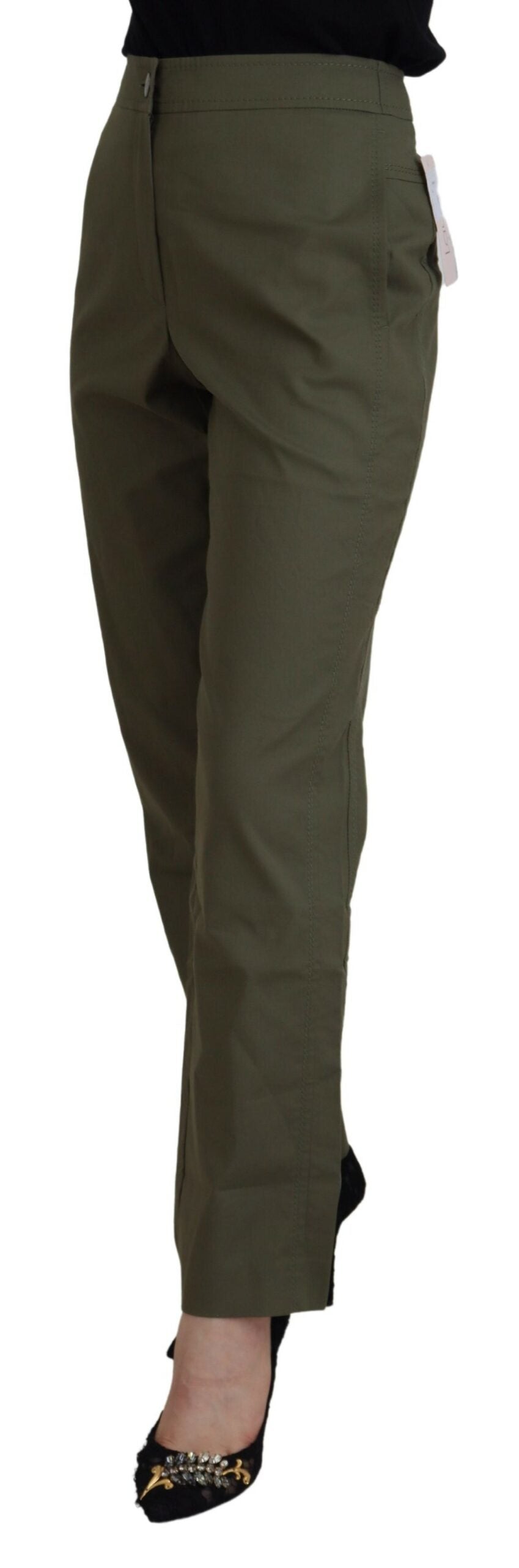 LAUREL Elegant Tapered Green Pants - Chic Everyday Wear IT40 | S