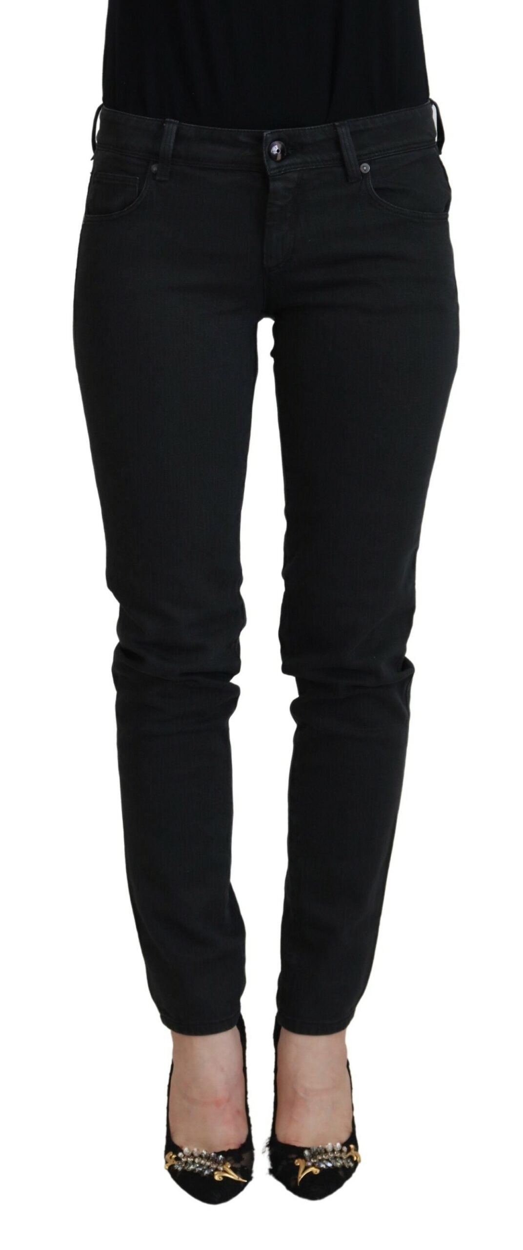 Ermanno Scervino Chic Low Waist Black Skinny Jeans W26