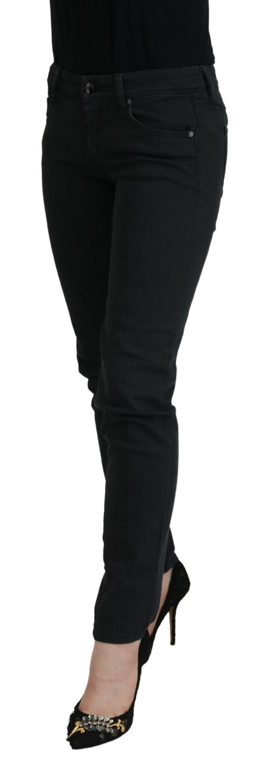 Ermanno Scervino Chic Low Waist Black Skinny Jeans W26