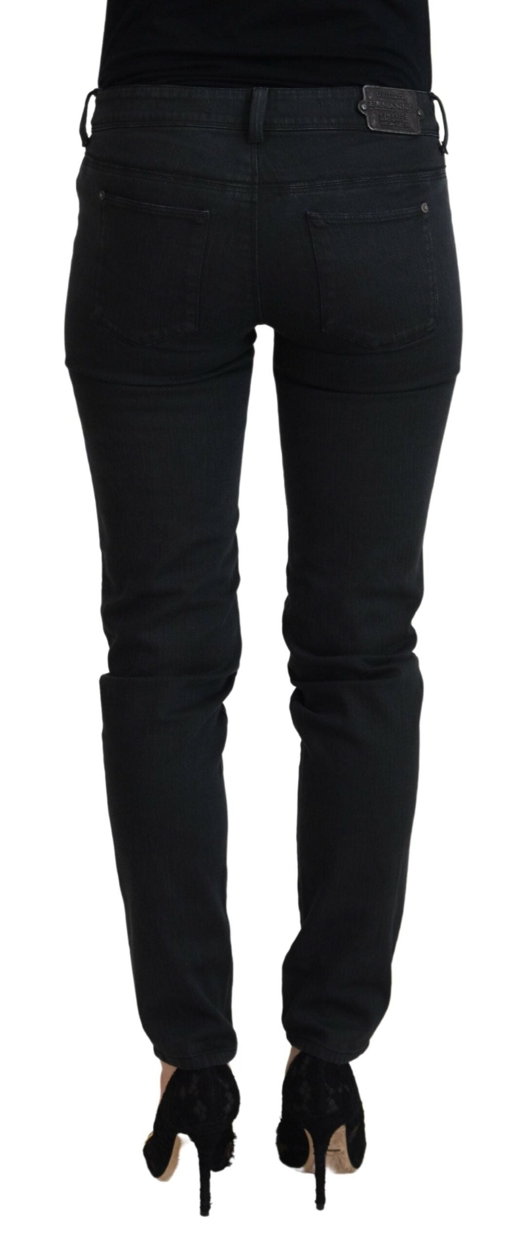 Ermanno Scervino Chic Low Waist Black Skinny Jeans W26