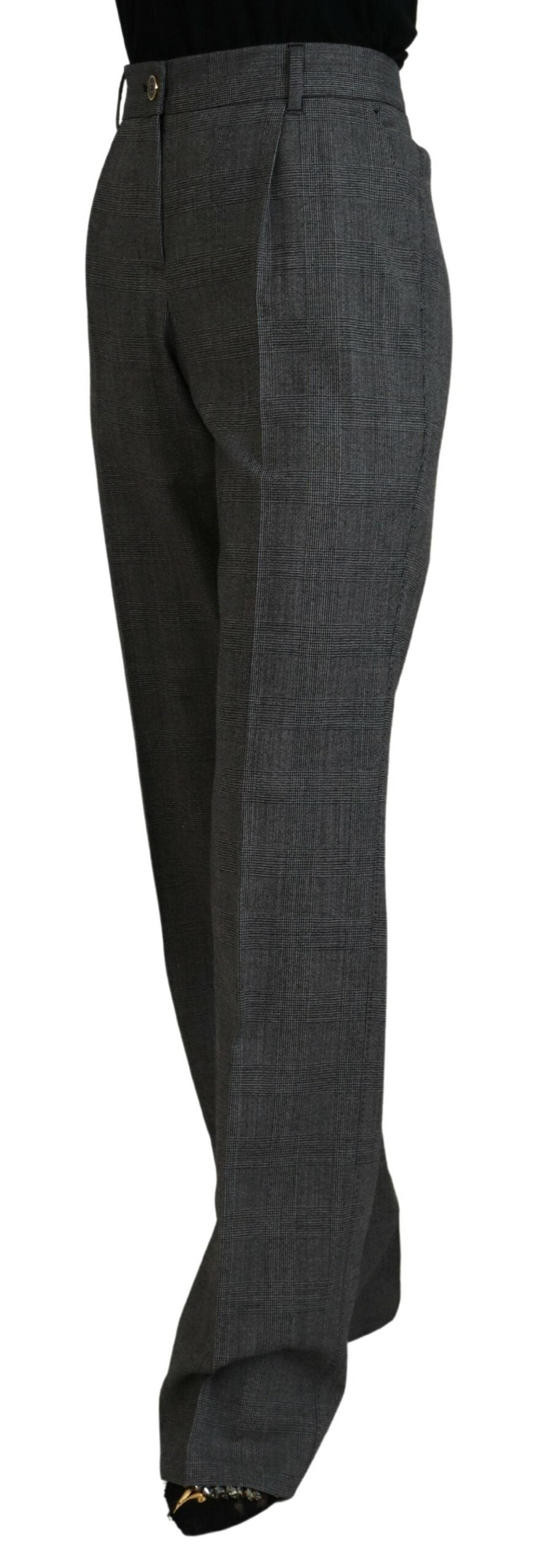 Dolce & Gabbana High-Waist Plaid Virgin Wool Pants IT40 / S