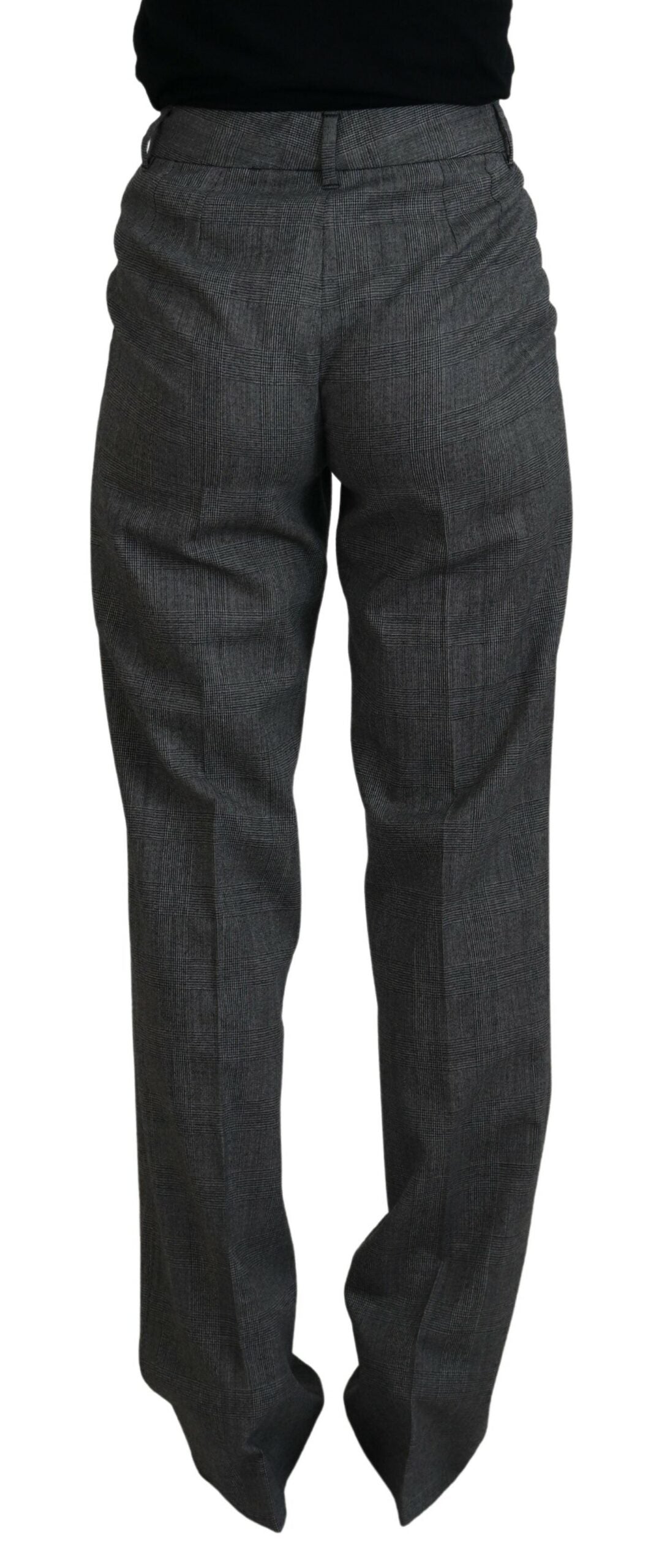 Dolce & Gabbana High-Waist Plaid Virgin Wool Pants IT40 / S