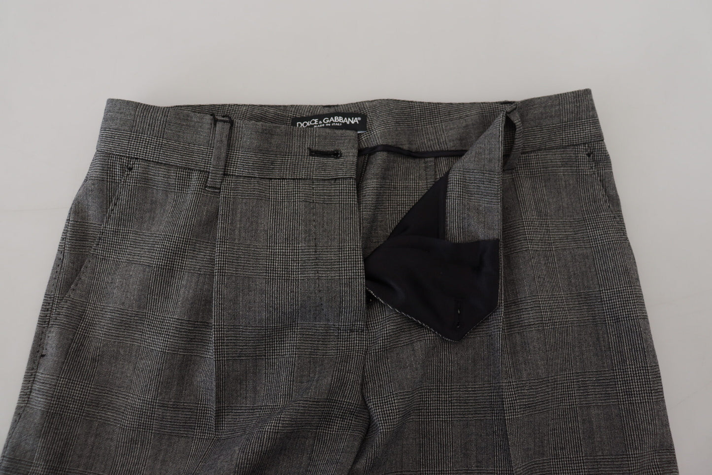 Dolce & Gabbana High-Waist Plaid Virgin Wool Pants IT40 / S