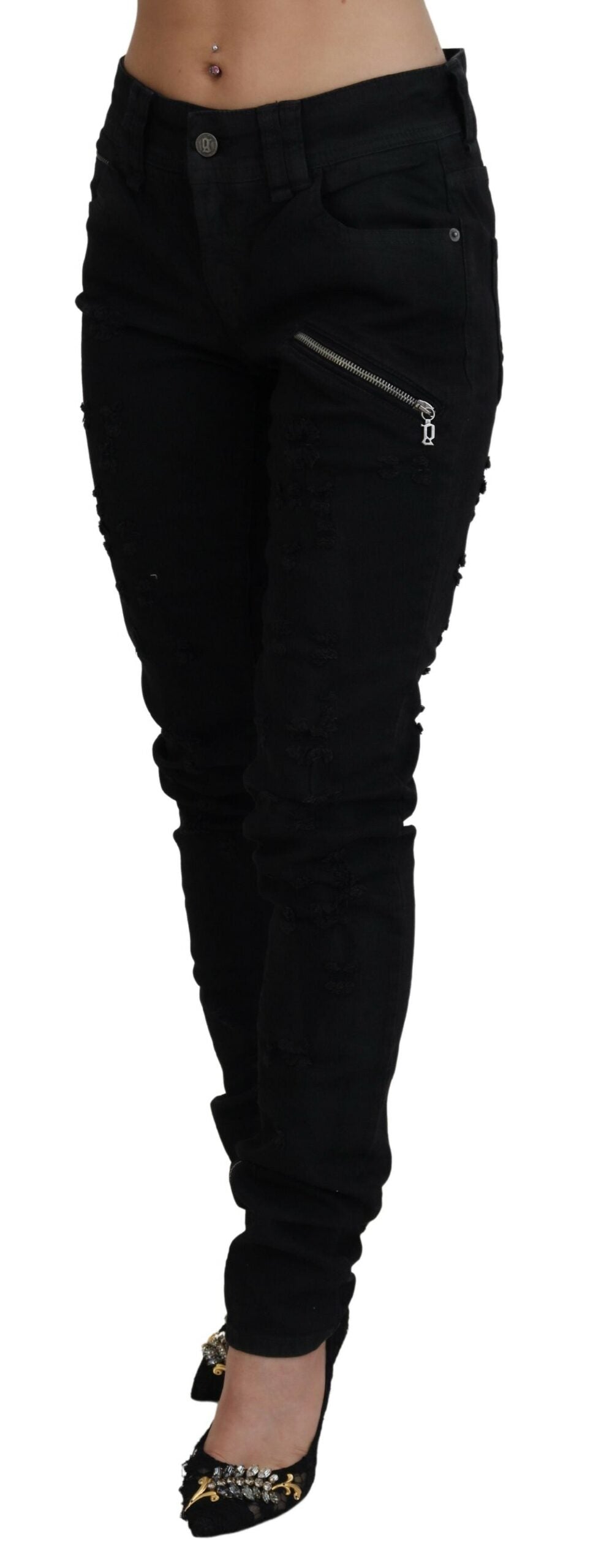 John Galliano Chic Mid Waist Flared Black Jeans W28