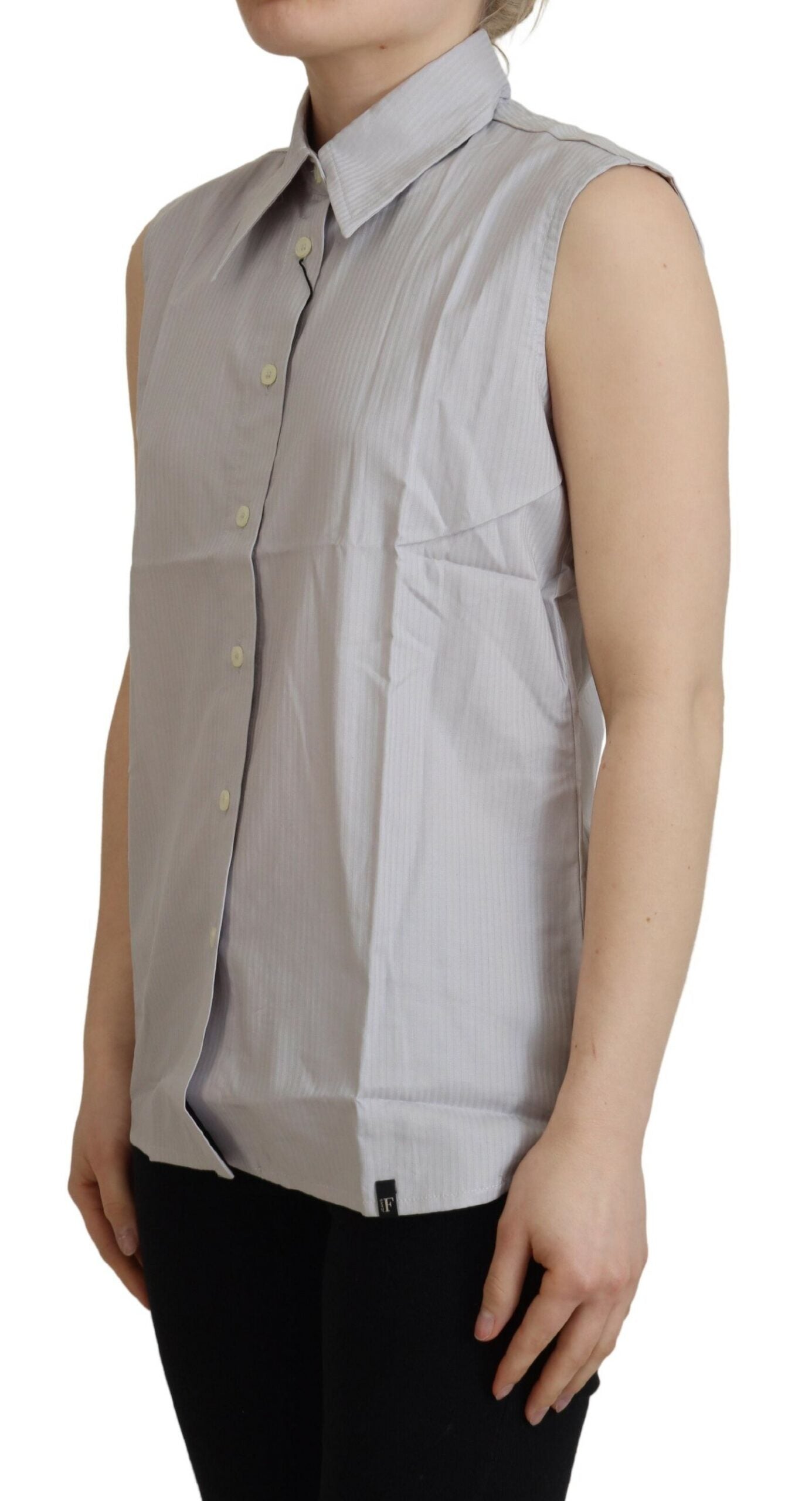 Ferre Elegant Sleeveless Cotton Polo Top IT40 | S