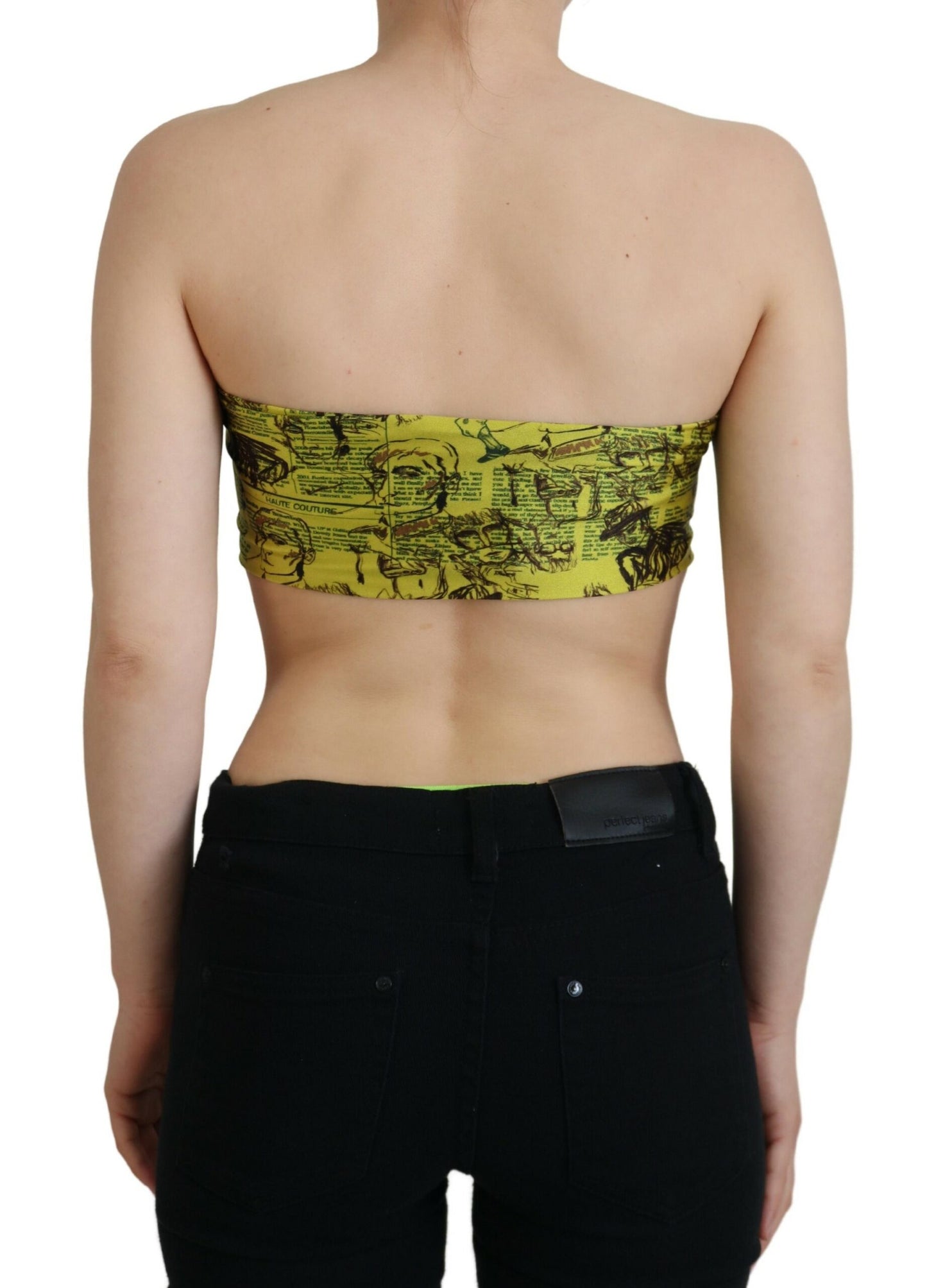 John Galliano Chic Yellow Graphic Cropped Top IT38 | XS