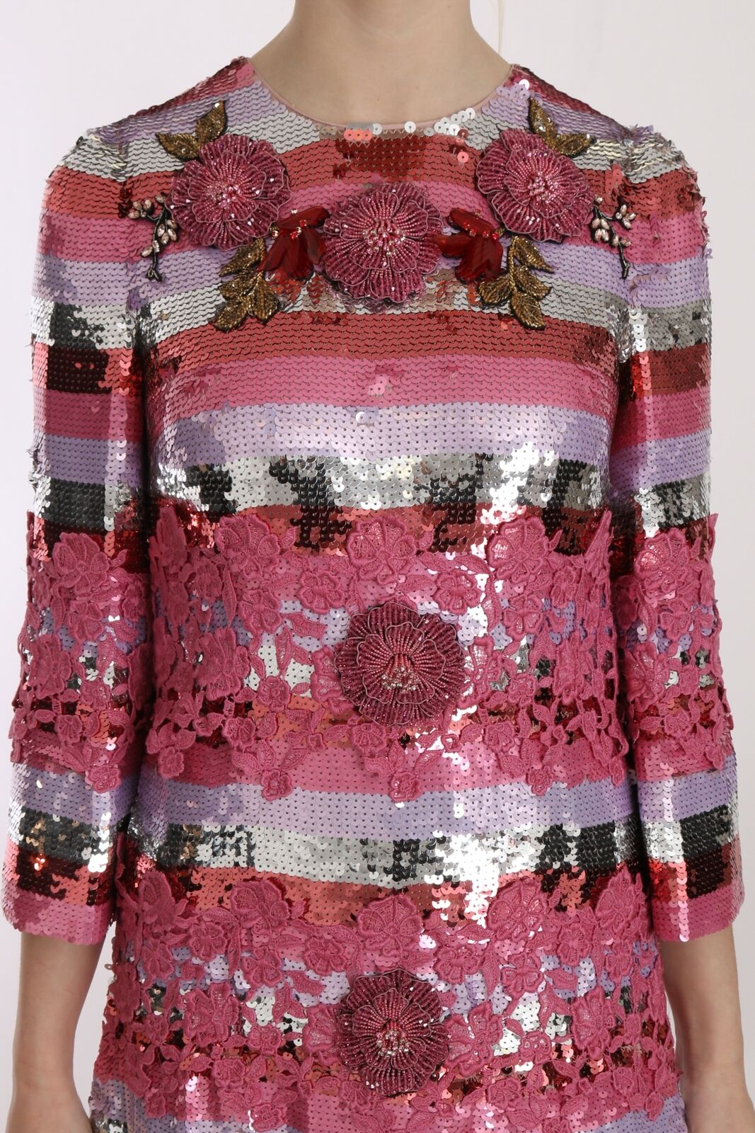 Dolce & Gabbana Opulent Pink Sequined Floor-Length Dress IT44 | L