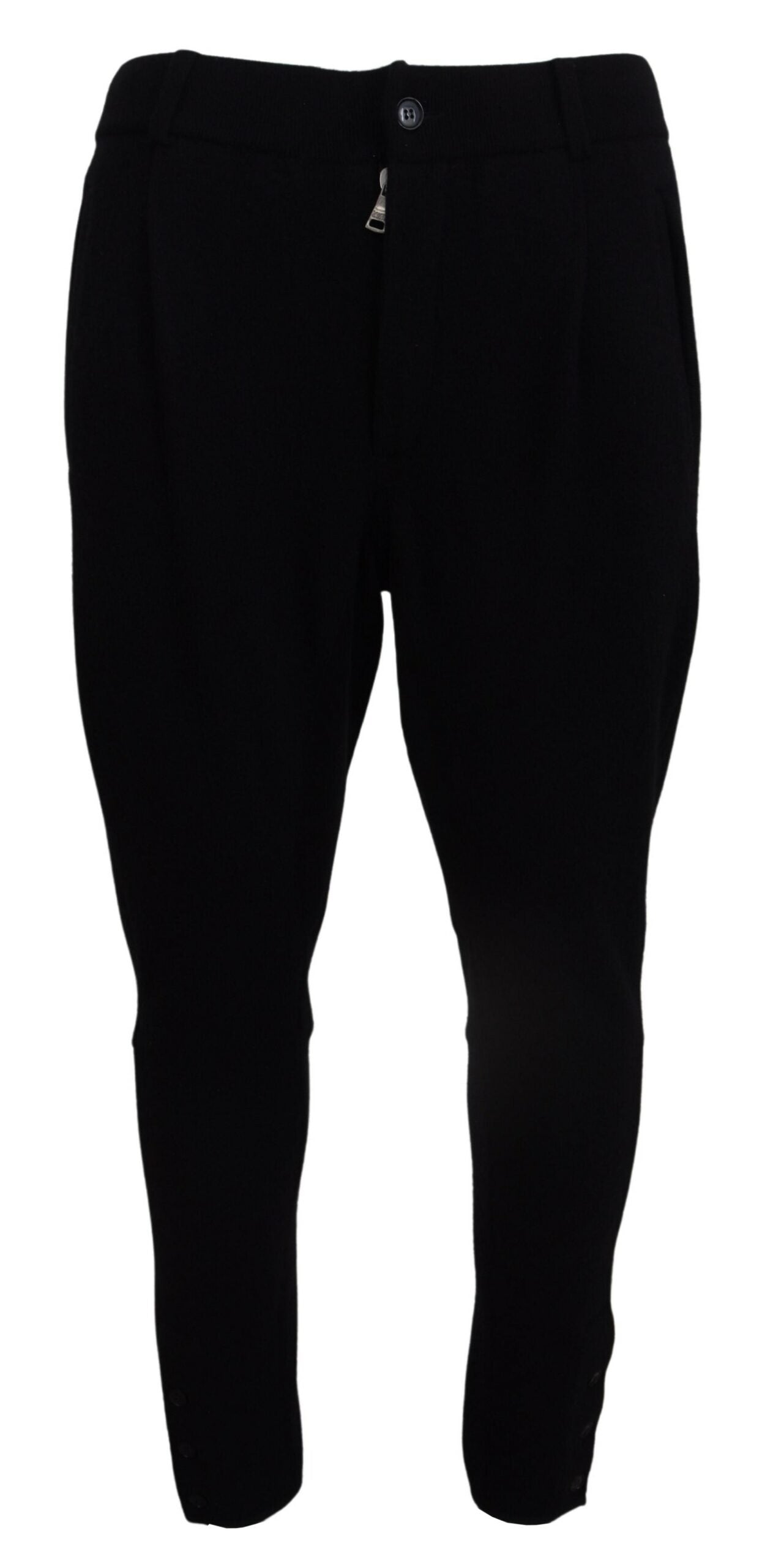 Dolce & Gabbana Elegant Black Tapered Wool Trousers IT48 / M