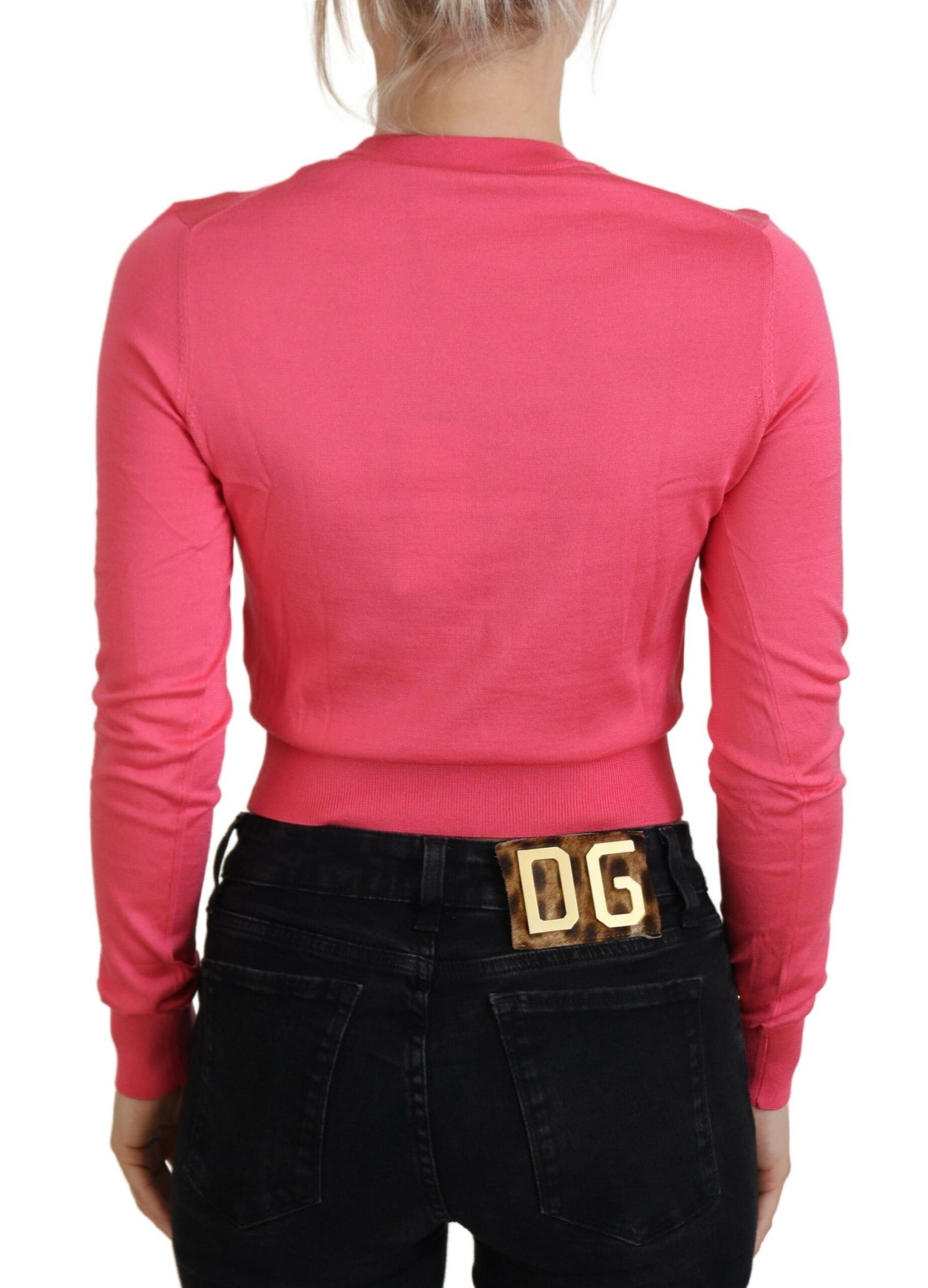 Dolce & Gabbana Elegant Pink Cropped Crewneck Sweater IT36 / XXS