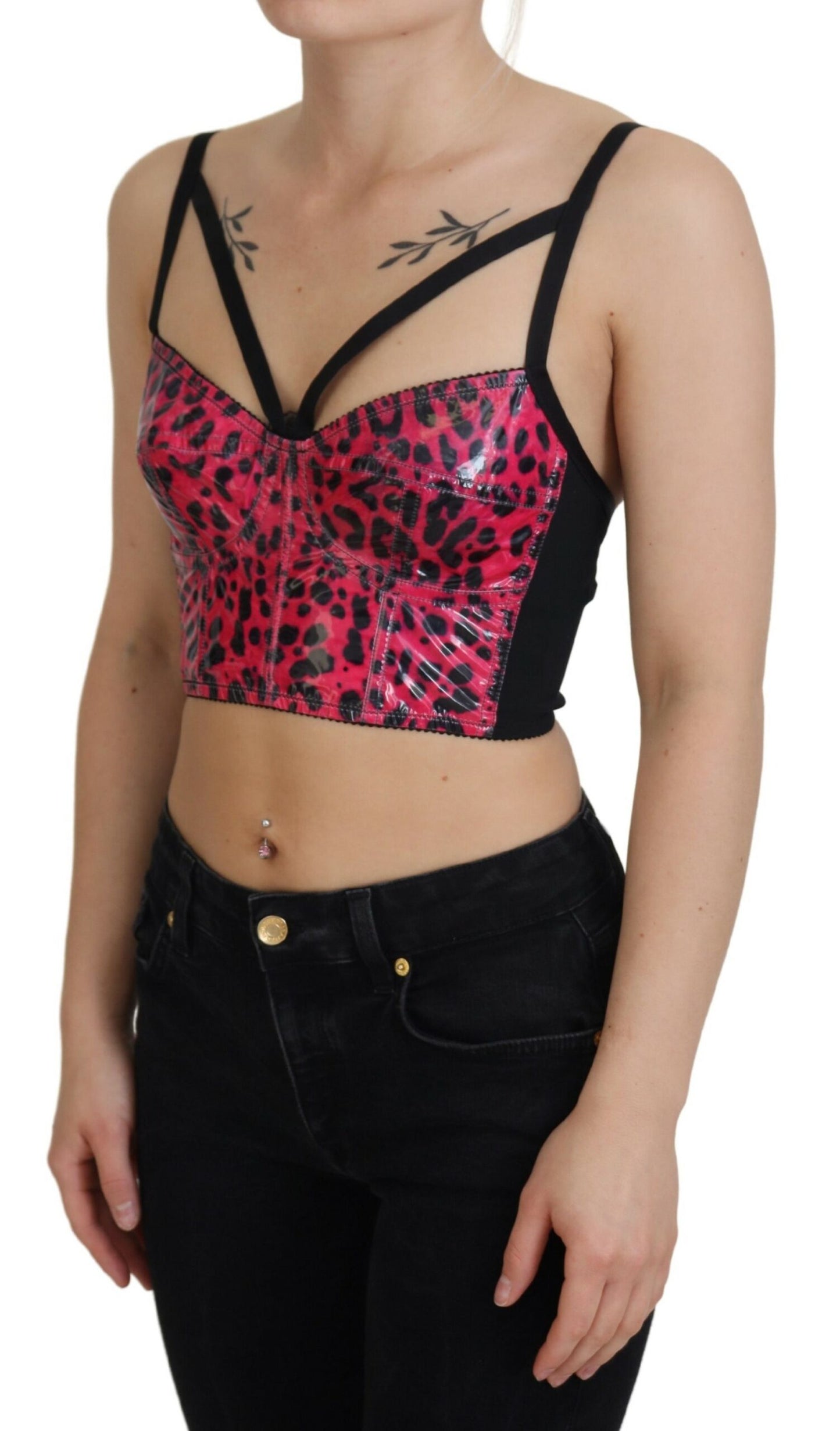 Dolce & Gabbana Leopard Print Bustier Corset Top IT40 / S