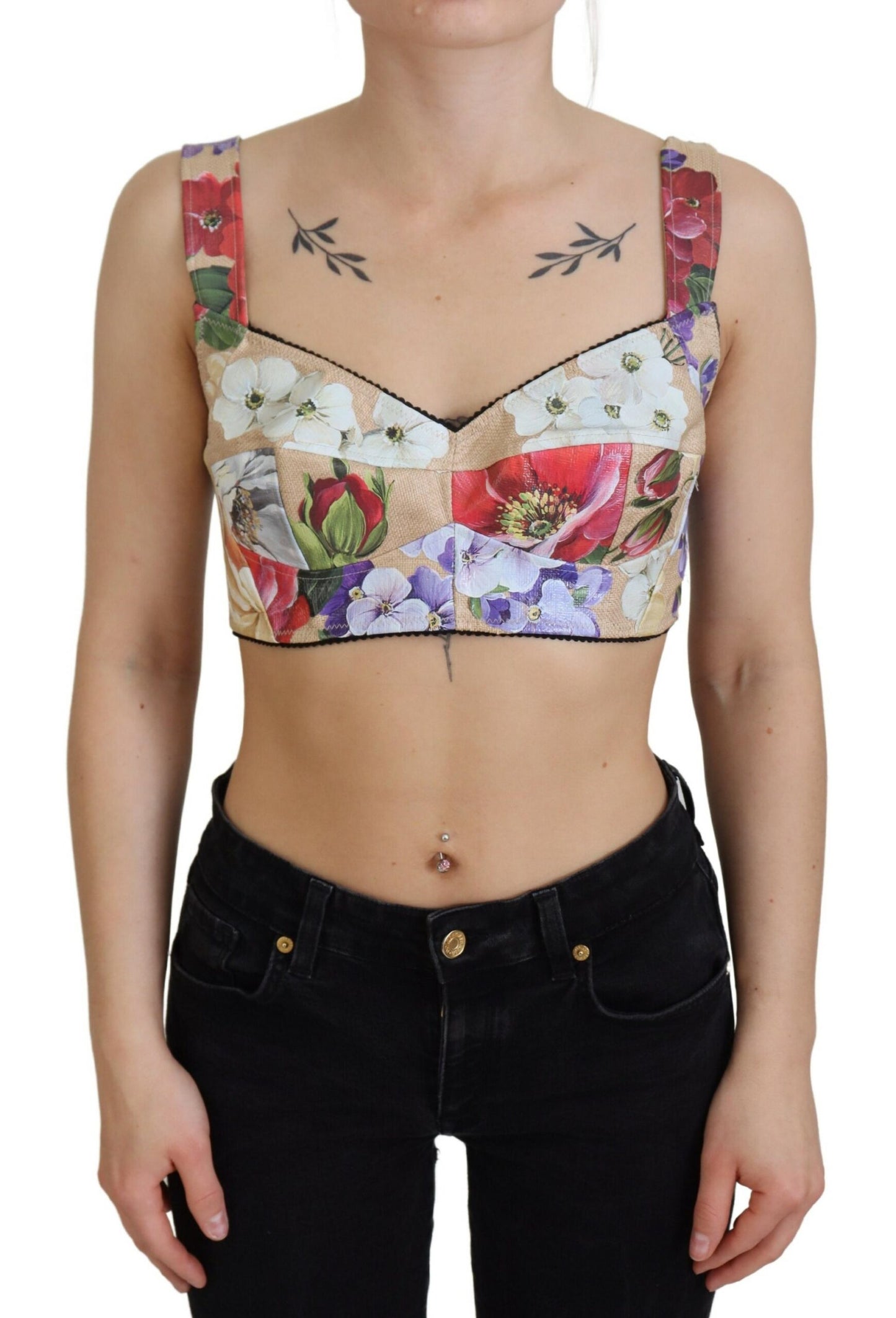 Dolce & Gabbana Floral Print Bustier Crop Top IT40 / S