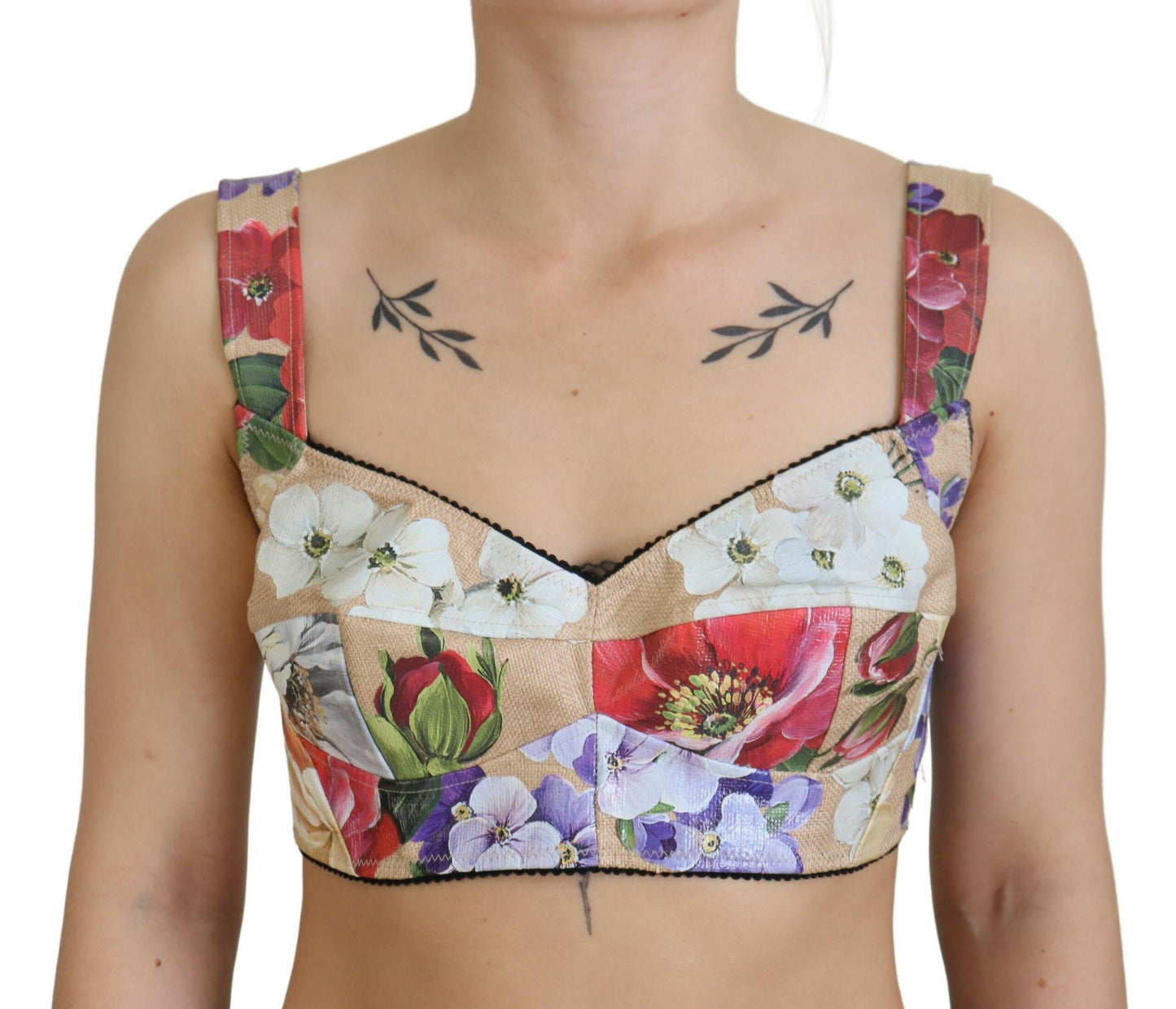 Dolce & Gabbana Floral Print Bustier Crop Top IT40 / S