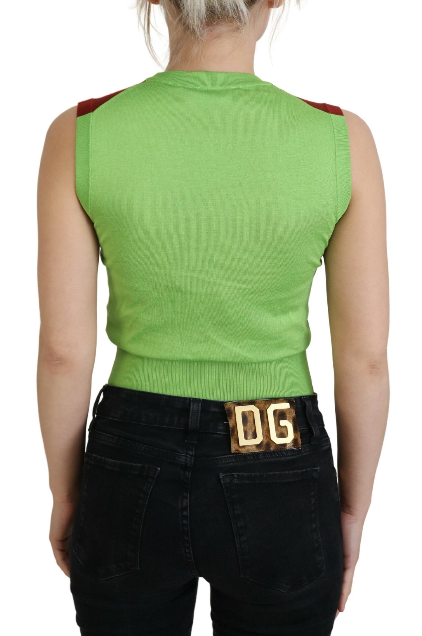 Dolce & Gabbana Elegant Silk Casual Top Red Green IT36 / XXS