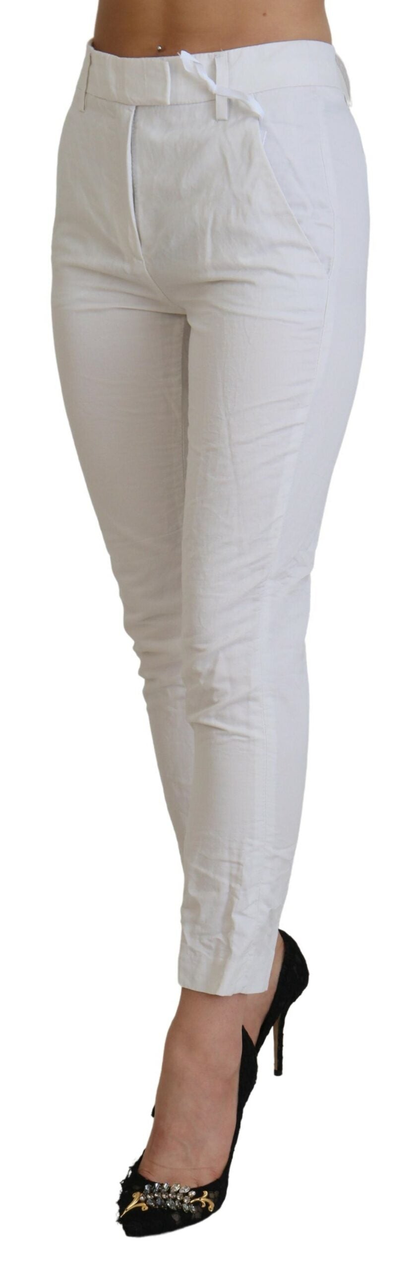 Dondup Elegant High Waist Tapered White Pants IT38 | XS